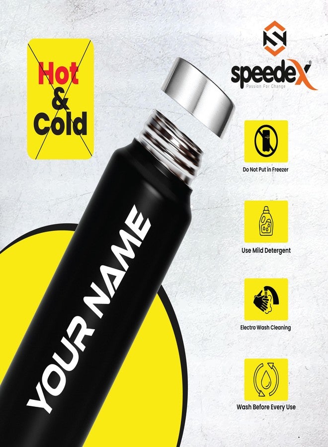 Speedex Stainless Steel Custom Black Water Bottle 1 Ltr with Steel Cap - Leak-Proof, Lightweight, Durable | For Kids, Adults, Office, School, and Travel Use (1000 ml) (Custom, Black) - Image 3